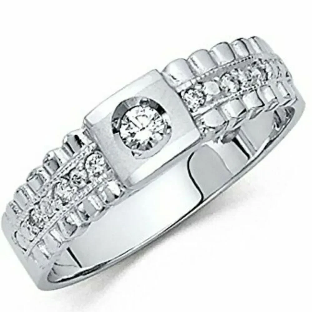 Men's 14k Solid White Gold Men's Wedding Band